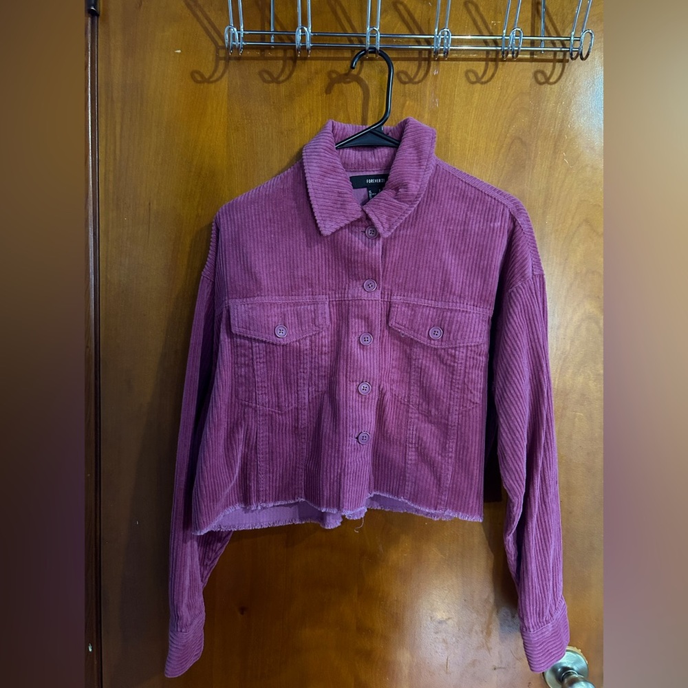 Burgundy Textured Crop Top Jacket